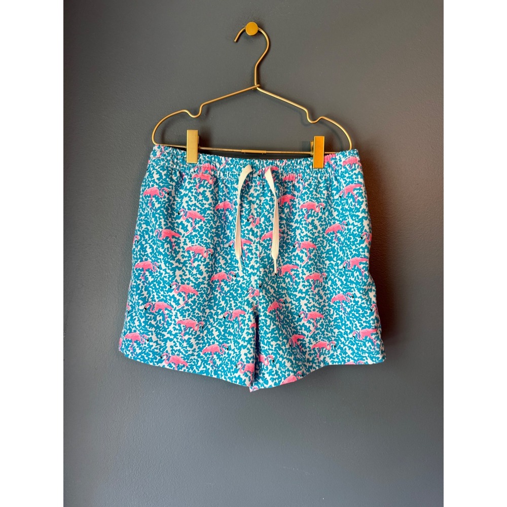 Chubbies Youth Large 14/16 Blue Pink Flamingo Print Swim Trunks Board Shorts